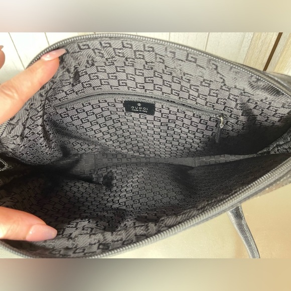 GUCCI Authentic Woven Top Handle Satchel Leather Accent Logo Clasp Career Bag - Picture 11 of 13